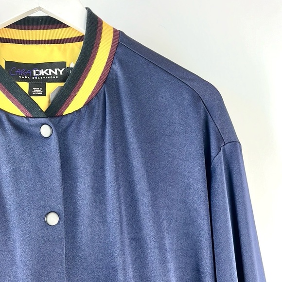 DKNY x Cara Delevingne Midnight Striped-Trim Varsity Jacket - Picture 4 of 12